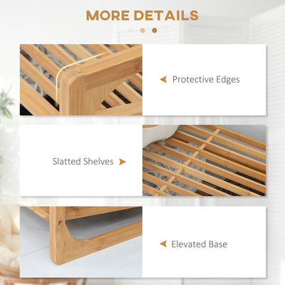 HOMCOM 3-Tier Shoe Rack, Bamboo Shoe Storage Organizer with Slatted Shelves, Free Standing Shoe Shelf Stand for 9 Pairs of Shoes for Entryway, Hallway, Natural 