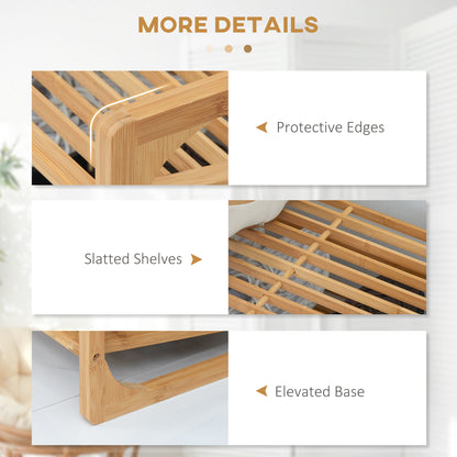 HOMCOM 3-Tier Shoe Rack, Bamboo Shoe Storage Organizer with Slatted Shelves, Free Standing Shoe Shelf Stand for 9 Pairs of Shoes for Entryway, Hallway, Natural 