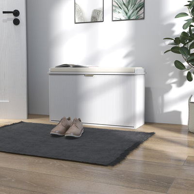 HOMCOM Elegant Eight Shoe Bench, with Top Seat - White 