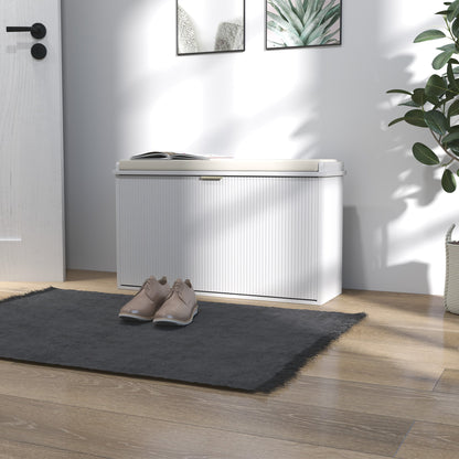 HOMCOM Elegant Eight Shoe Bench, with Top Seat - White 