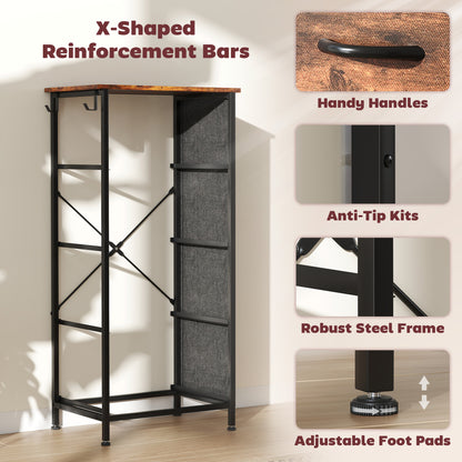 HOMCOM Chest of Four Fabric Drawers - Rustic Brown