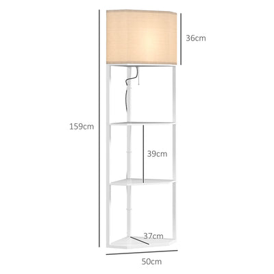 HOMCOM Three-Shelf Corner Floor Lamp - White 