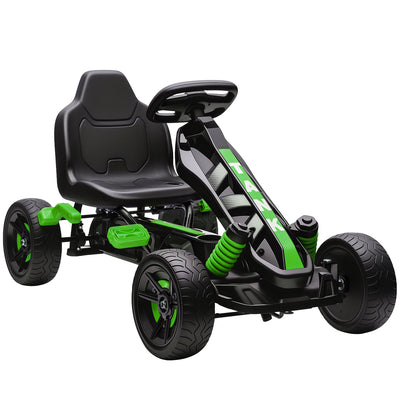 AIYAPLAY Pedal Go Kart for Kids Aged 3-6 Years, with Freewheel System, Brake, EVA Anti-Slip Wheels, Green 