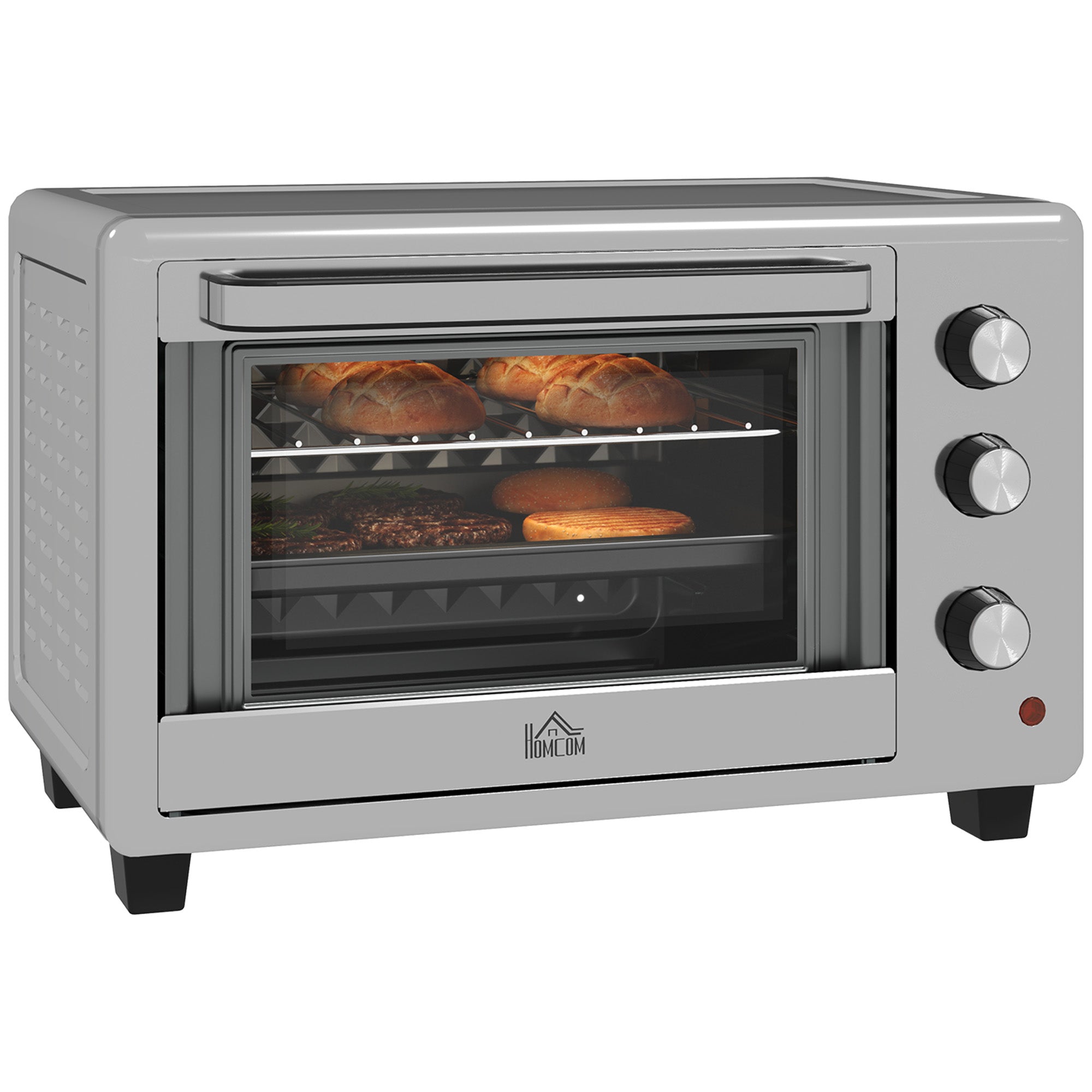HOMCOM 30L 60-230\'e2\'84\'83 Mini Electric Oven, with Accessories - Silver Tone