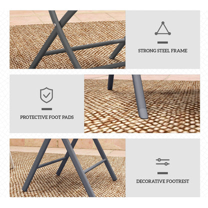 Outsunny 3 Pieces Outdoor Bistro Set, Glass Top Outdoor Table and 2 Folding Chairs with Protecting Feet, Grey 