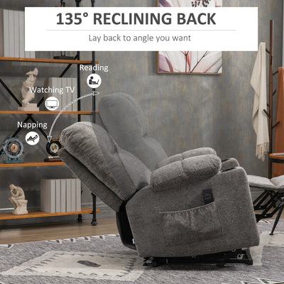 HOMCOM Electric Riser and Recliner Chair for Elderly, Power Lift Recliner Chair with Remote Control, Grey 