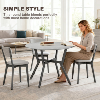 HOMCOM Dining Table, Round Kitchen Table with Black Legs, Anti-slip Foot Pads for Living Room, Dining Room 90 x 76 cm, Grey 