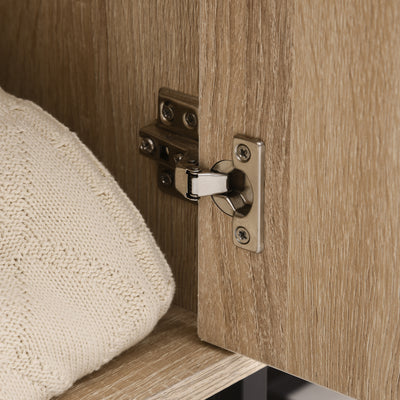 HOMCOM MDF 2-Tier Storage Cabinet Steel Frame Handles Tabletop Unique Home Style Organiser, 80H x 80L x 29.5Wcm-Oak 