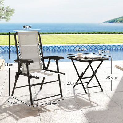 Outsunny Three-Piece Garden Table and Chair Set - Cream White 
