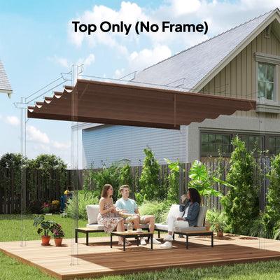 Outsunny Retractable Pergola Cover, 2.55 x 2.5 m Replacement Canopy Fabric for 3 x 3 m Frame, Roof Top Only, Brown 