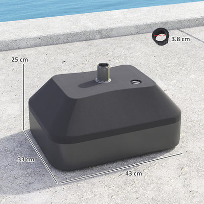 Outsunny Fillable Garden Parasol Base, Heavy Duty Parasol Base Stand Outdoor Umbrella Stand, Filled Up to 24kg with Stand or 20kg with Water, Sun Umbrella Base for Deck Poolside, Black