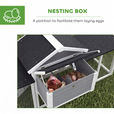 PawHut Large Chicken Coop, Wooden Outdoor Chicken Cage Poultry Hen House with Nesting Box 