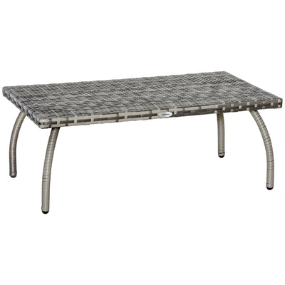 Outsunny PE Wicker Rattan Garden Coffee Table - Mixed Grey 