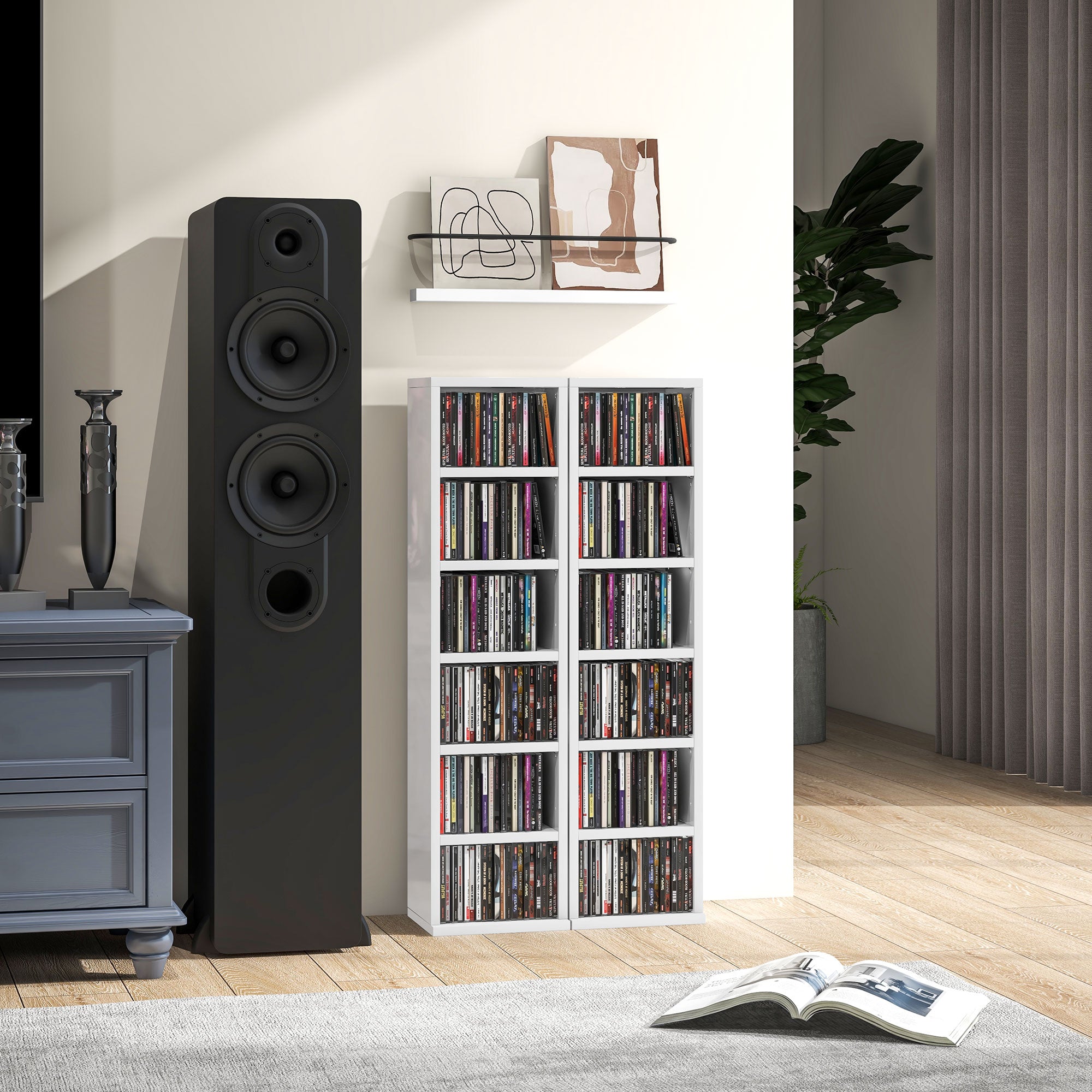 HOMCOM Set of Two 102 CD Storage Units - High Gloss White 