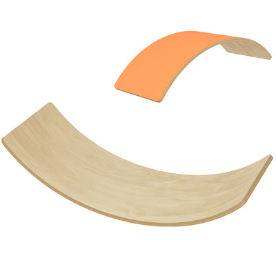 AIYAPLAY Wooden Balance Board for Kids, Wobble Board with Silent Felt for Sensory Play, Orange 