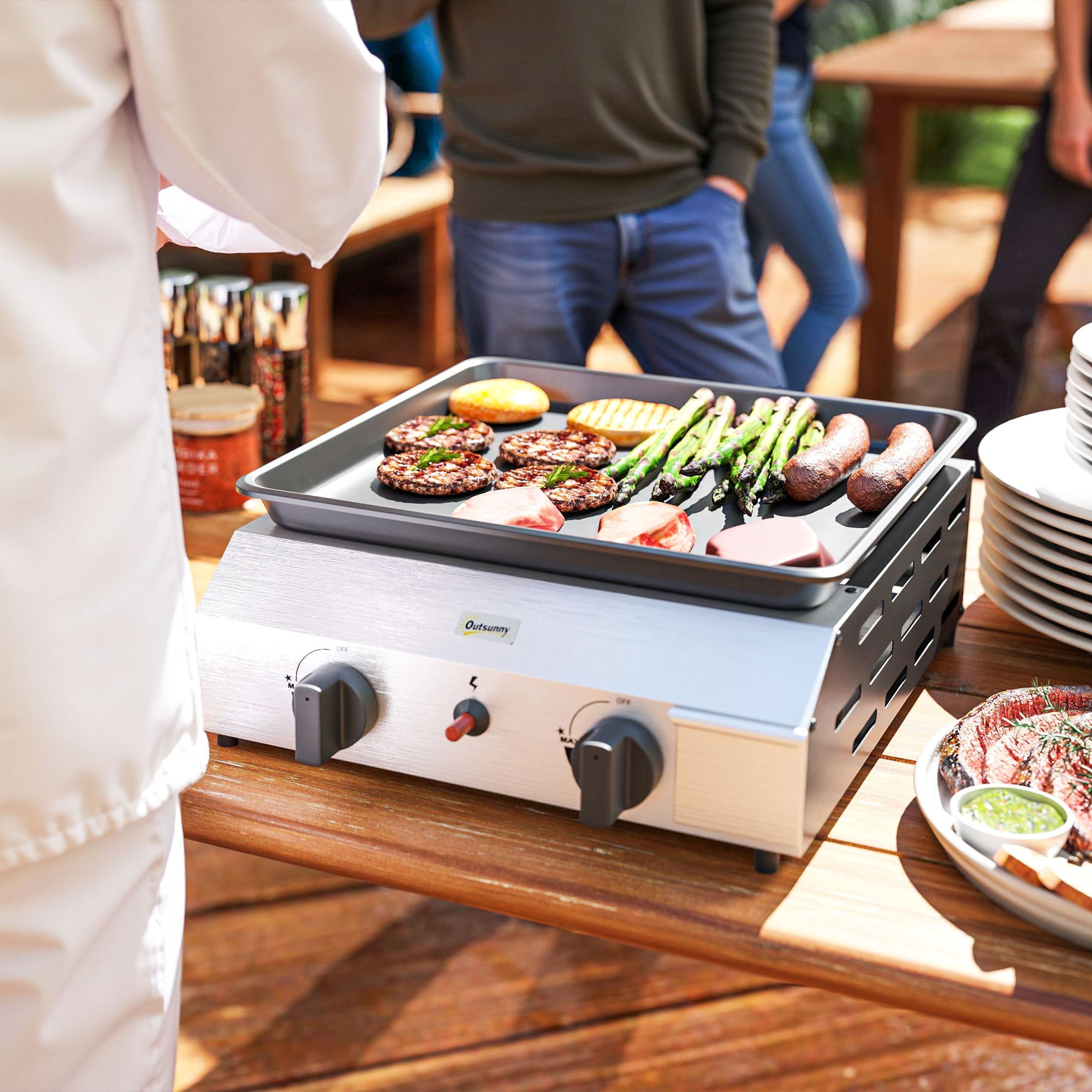 Outsunny Two Burner Portable Gas Grill 