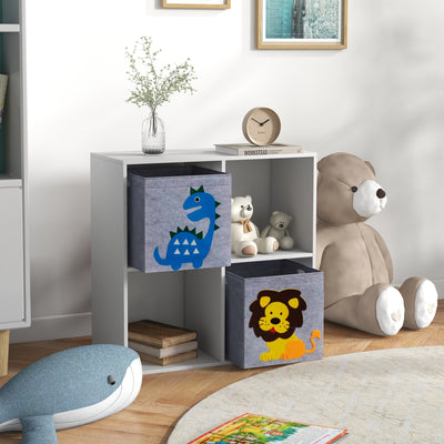 ZONEKIZ Kids Toy Box with Two Non-Woven Fabric Drawers, 61.8 x 29.9 x 61.8cm - White 