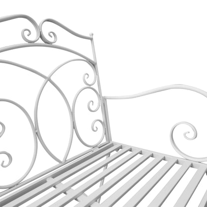 Outsunny Patio 2 Seater Rocking Bench Steel Garden Outdoor Garden Loveseat Chair w/ Decorative Backrest White 