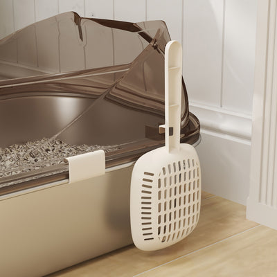 PawHut Stainless Steel Litter Box with Lid, High Wall Sided Enclosure, Pedal, Scoop, Non-Sticky, Anti-Leakage, Easy Cleaning 
