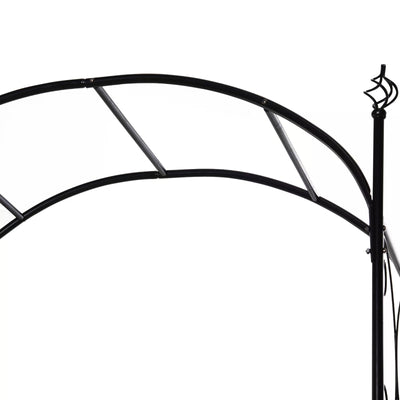 Outsunny Garden Decorative Metal Arch with Gate Outdoor Patio Trellis Arbor for Climbing Plant Archway Antique Black - 108L x 45W x 215Hcm 