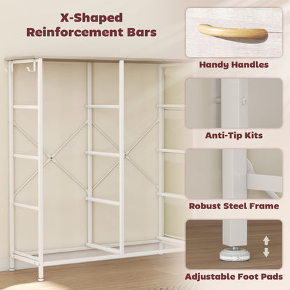 HOMCOM Chest of Eight Fabric Drawers - Natural Wood Finish