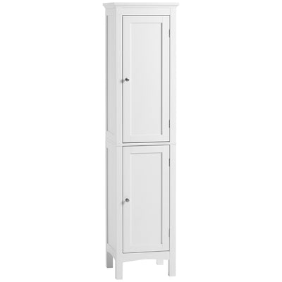 kleankin Tall Bathroom Storage Unit, Slim Bathroom Cabinet with Adjustable Shelves and Double Door, White 