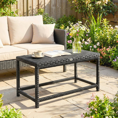 Outsunny Outdoor Coffee Table Side Table with Rectangular Frame for Patio, Balcony, Black 