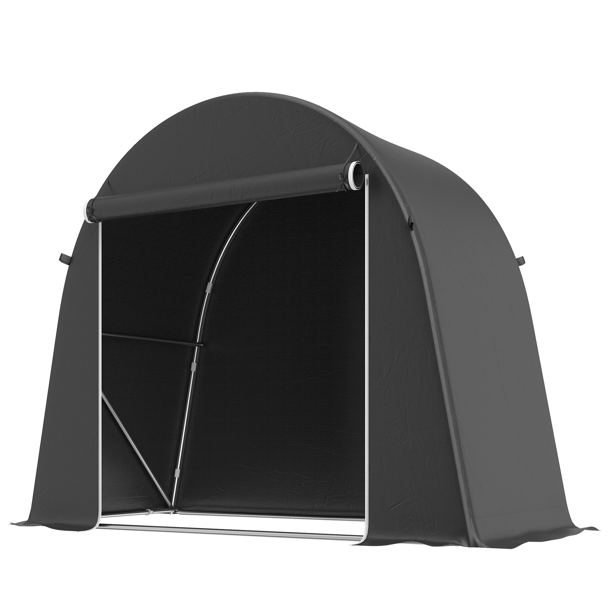 Outsunny 8 x 4 ft Garden Storage Tent, Waterproof Bike Tent with Roll-up Zipper Door and Galvanised Metal Frame, Dark Grey 