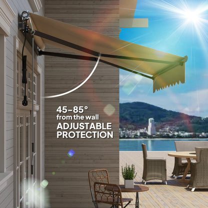 Outsunny 2.5 x 2m Electric Awning with Remote Controller, Aluminium Frame DIY Retractable Awning, UV30+ Sun Shade Canopy for Garden Patio Deck Door Window, Beige 