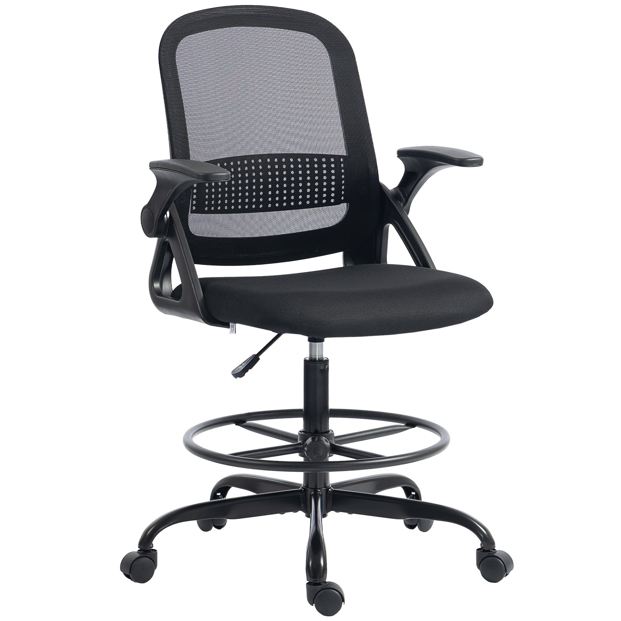 HOMCOM Painting Chair, Mesh Computer Desk Chair with Flip-up Armrests, Black 