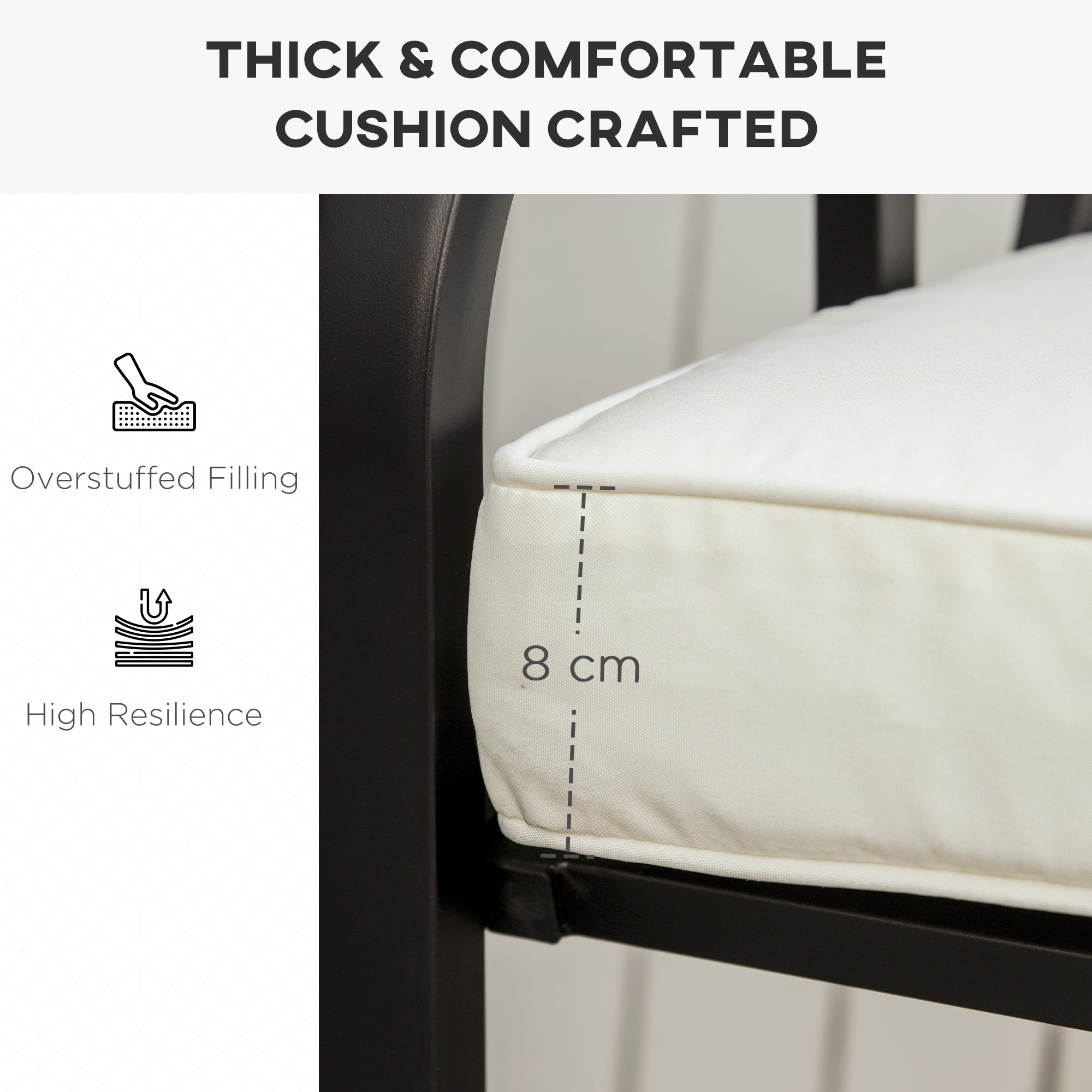 Outsunny Garden Bench Cushion 2 Seater Loveseat Seat Pad for Patio Swing Furniture for Indoor & Outdoor Use, 120 x 50 x 8 cm, Cream White 