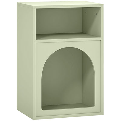 HOMCOM Bedside Table with 2 Open Compartments - Light Green 