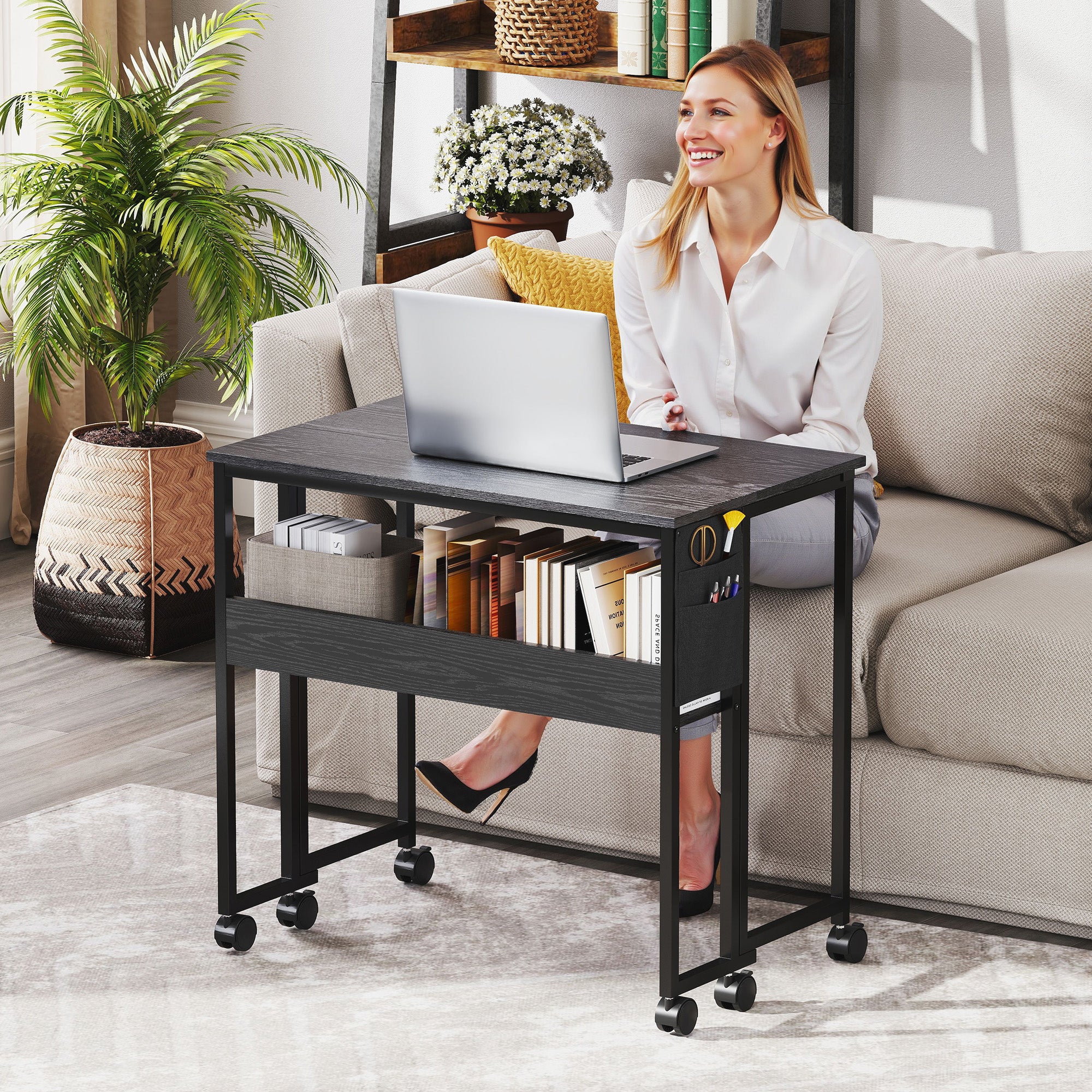 HOMCOM 80 cm Drop Leaf Writing Work Desk - Black 