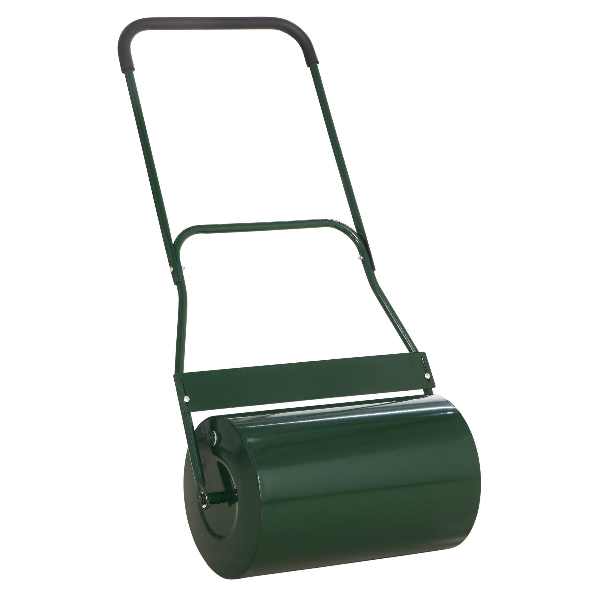 Outsunny 40L Lawn Roller Drum Scraper Bar Collapsible Handle Water or Sand Filled Φ32cm Green 