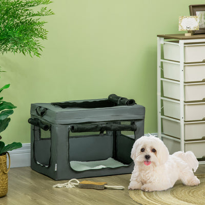 PawHut 60cm Pet Carrier, with Cushion, for Miniature Dogs - Grey 