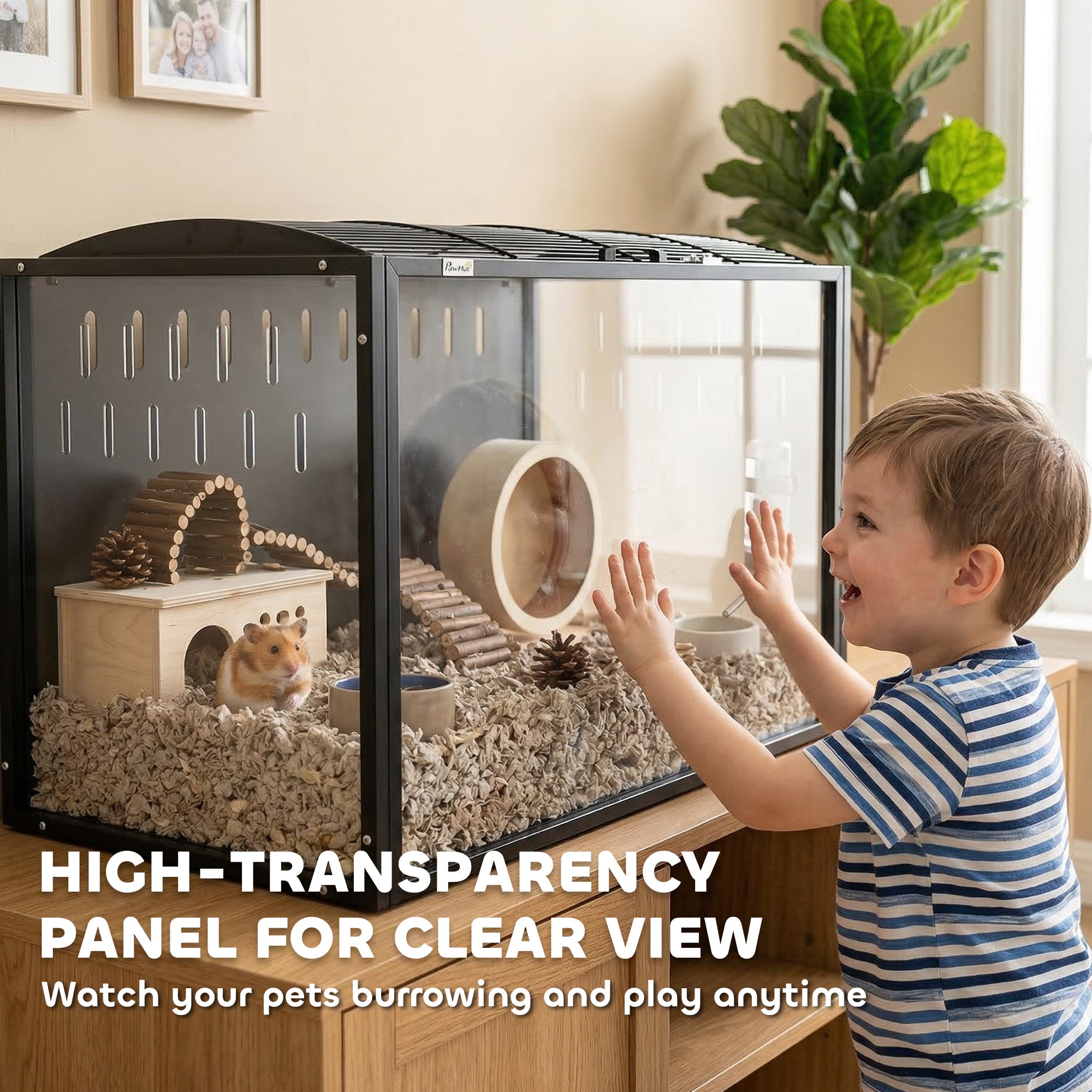 PawHut Hamster Cage Steel Chewproof with Openable Top, Deep Burrow for Dwarf Syrian Hamster, Gerbil, Rats, 81 x 51 x 53 cm 