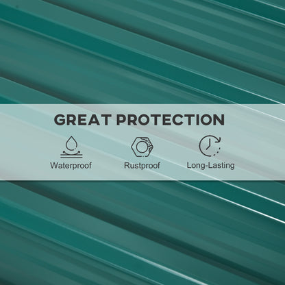 Outsunny Set of 12 Corrugated Steel Roof Sheet Panels - Green 