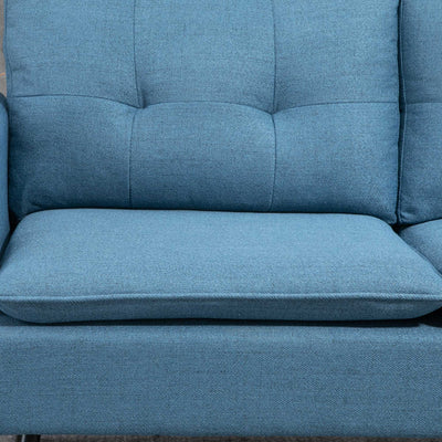 HOMCOM Modern Two Seater Sofa, Button Tufted Loveseat with Cushions and Steel Legs for Living Room, Guest Room, Dark Blue 