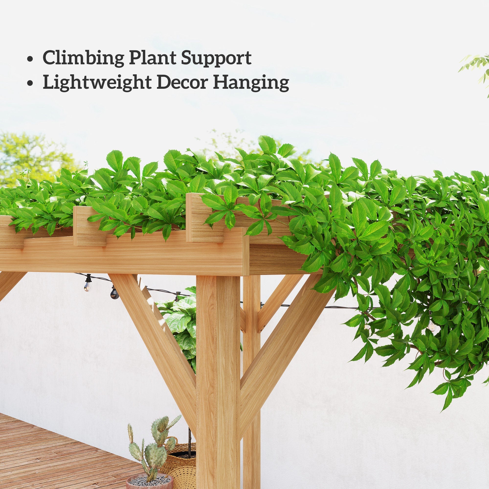 Outsunny 2 x 2m Wooden Pergola Kit, Decorative Garden Gazebo Shelter with Stable Structure for Climbing Vines, Flowers, Dark Brown 