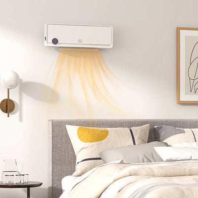 HOMCOM Wall Downflow Heater 2 Heat and Fan 1000W/2000W, Electric Space Heater with Timer Remote Oscillating, for Bedroom Home Office, White 