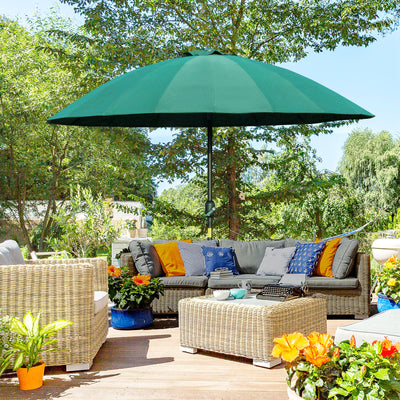 Outsunny 2.5m Shanghai Garden Parasol Umbrella with Crank & Tilt, Adjustable Outdoor Sun Shade, Green 