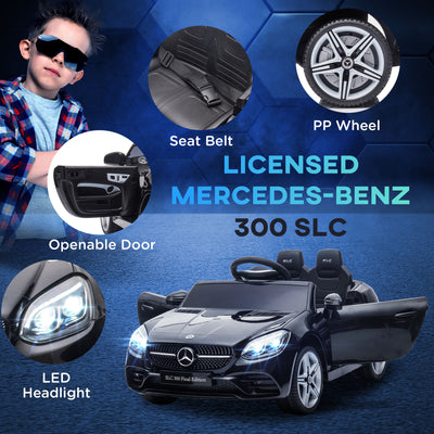 AIYAPLAY Benz SLC 300 Licensed 12V Electric Car for Kids, Kids' Electric Ride on with Parental Remote, Music Lights, Suspension Wheels for 3-6 Years, Black 