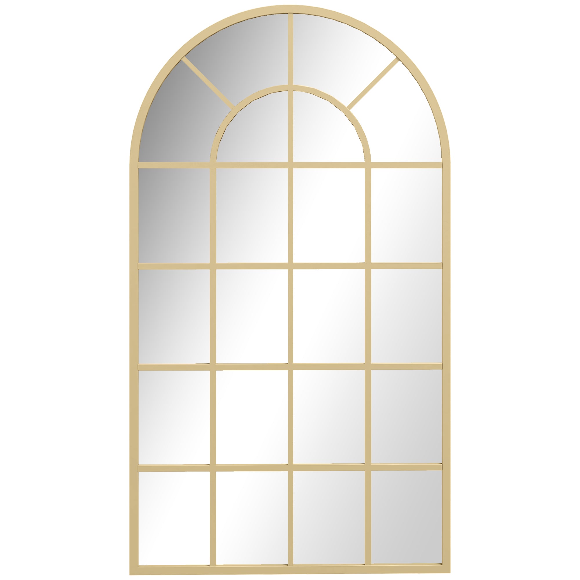 HOMCOM 110 x 65 cm Arched Decorative Wall Mirror for Bedroom Living Room, Modern Window Bathroom Mirror for Home Decor 