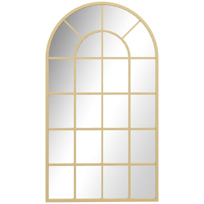 HOMCOM 110 x 65 cm Arched Decorative Wall Mirror for Bedroom Living Room, Modern Window Bathroom Mirror for Home Decor 