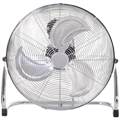 HOMCOM 20" Chrome Metal Floor Fan with Tilting, High Velocity, 3 Speed, Portable Gym Fan for Home Office, Silver 