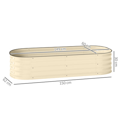 Outsunny Galvanised Raised Garden Bed, Metal Planter Box with Safety Edging, for Flowers, Herbs, Succulents, Cream White 