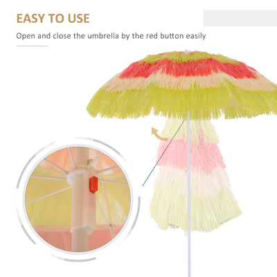 Outsunny 1.6m Patio Garden Hawaii Beach Sun Umbrella Sunshade Hawaiian Folding Tilting Crank Parasol (Multicolor) 