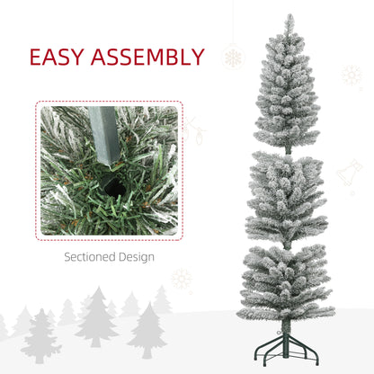 HOMCOM 5ft Artificial Snowy Pencil Christmas Tree - White