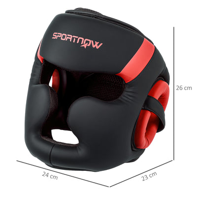 SPORTNOW Boxing Headguard, Boxing Headgear Helmet with Adjustable Strap for Full Face Protection for Kickboxing Sparring Martial Arts Karate Taekwondo, Red 