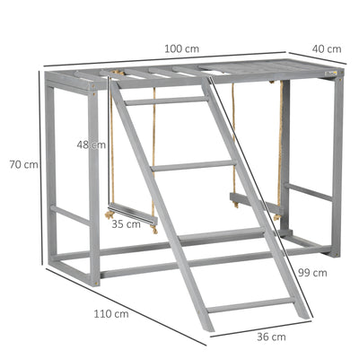 PawHut Chicken Activity Play with Swing Set for 3-4 Chickens, Wooden Chicken Coop, Grey 